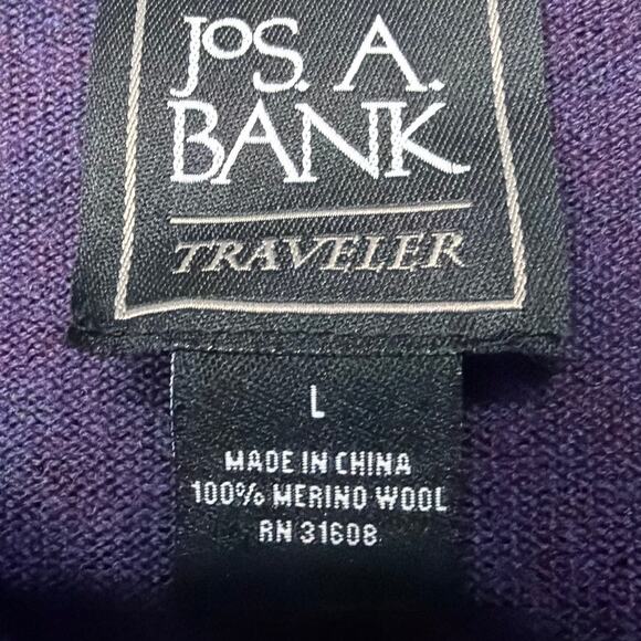 Jos. A. Banks Merino Wool V-Neck Sweater Purple Size L Traveler Preppy Office - Picture 7 of 8